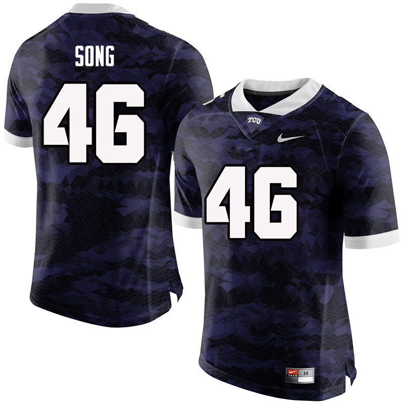 Men #46 Jonathan Song TCU Horned Frogs College Football Jerseys-Purple - Click Image to Close